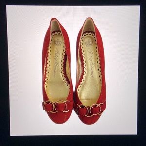 Juicy Couture Red Suede Leather Flats Size- 8M